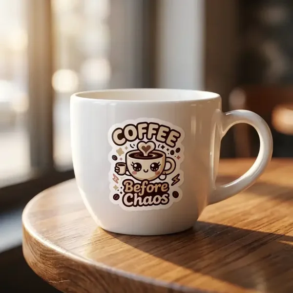 COFFEE BEFORE CHAOS Sticker