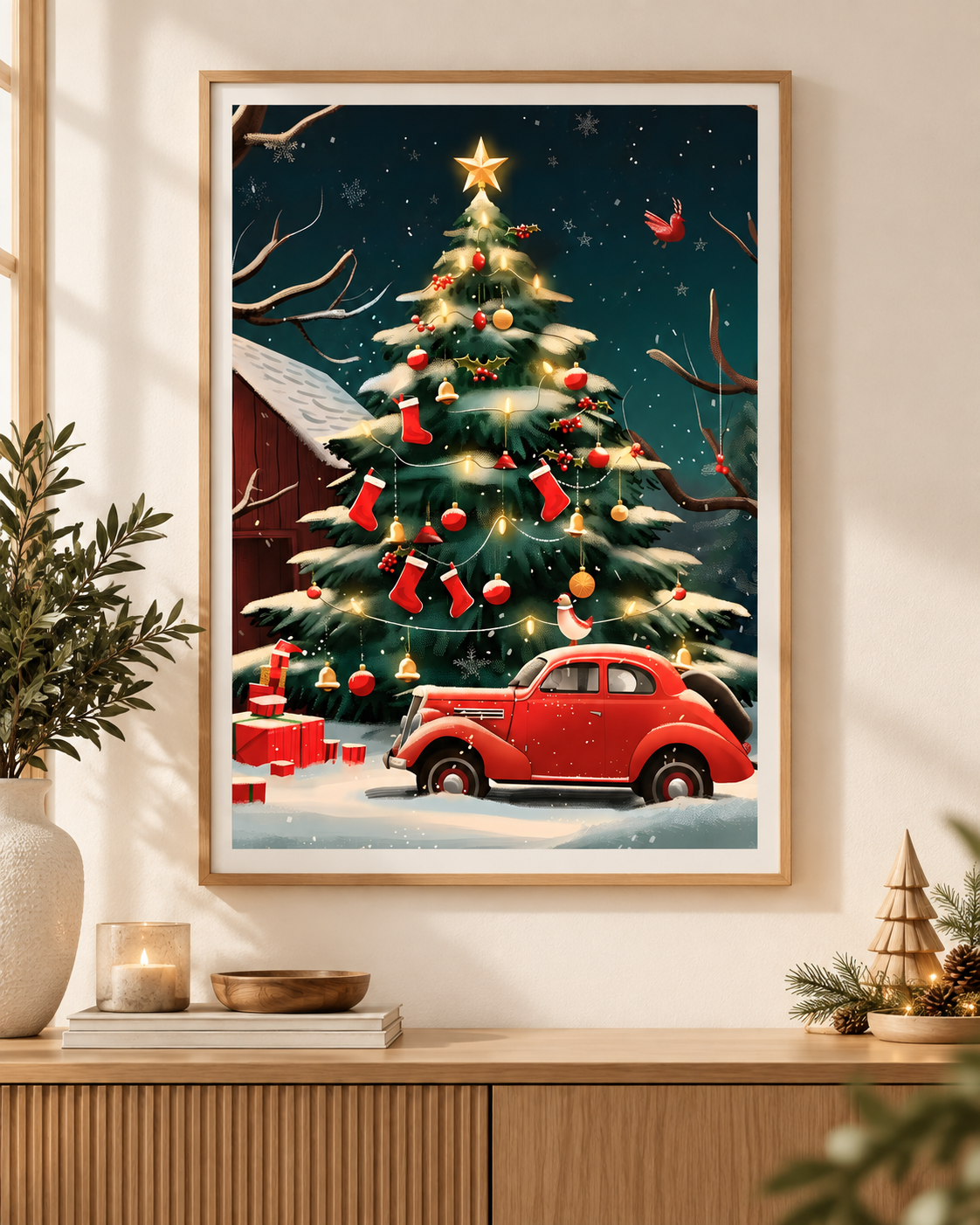 Vintage Christmas Tree Poster – Festive Holiday Wall Art