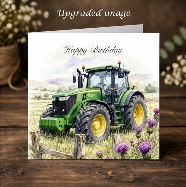 Green Tractor Birthday Card