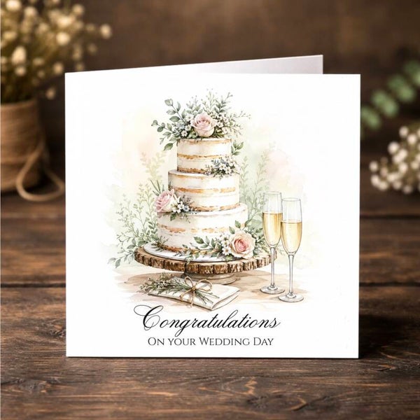 Rustic Cake Wedding Card