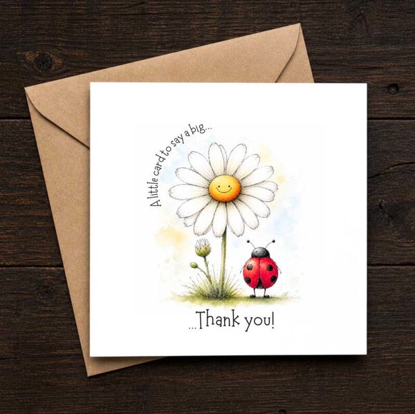 Daisy & Ladybird Thank You Card