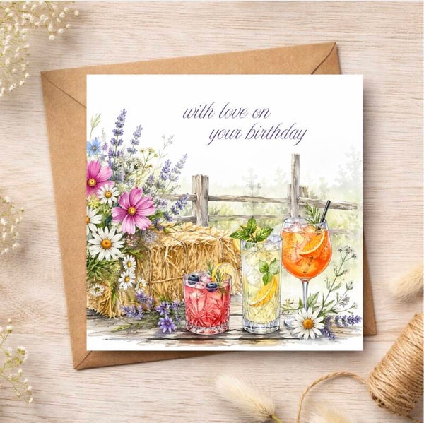 Countryside Cocktails Birthday Card