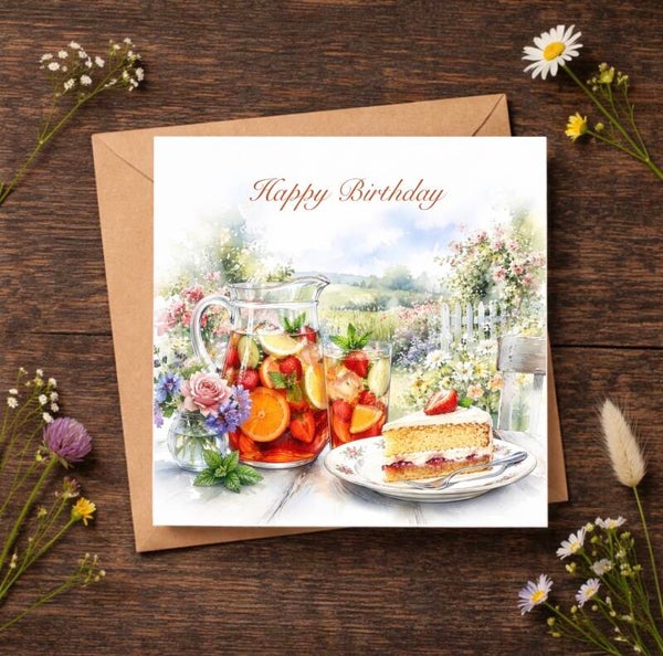 Cocktails & Cake Birthday Card