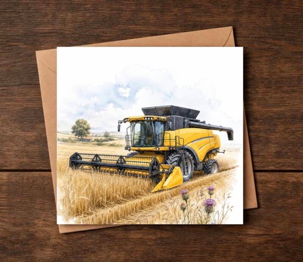 Harvest Time Yellow Combine Everyday Card