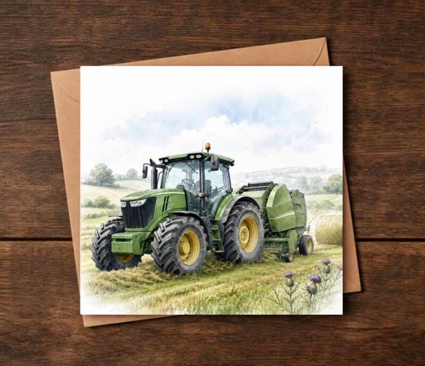 Time to  Make the Hay, Green Tractor Everyday Card
