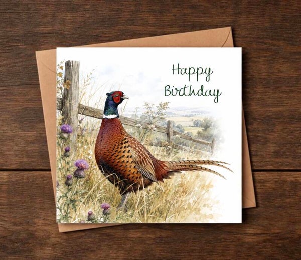 The Rustic Pheasant & Thistle Birthday Card