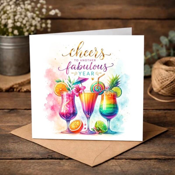 Cheers & Fabulous Birthday Cocktail Card