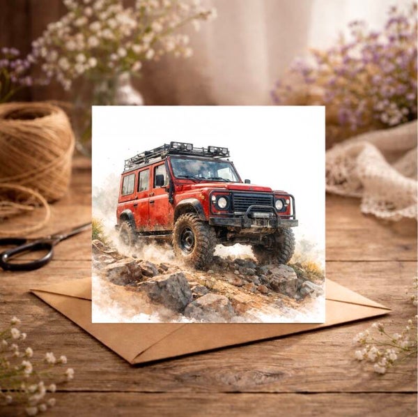 Red Land Rover Inspired Everyday Card
