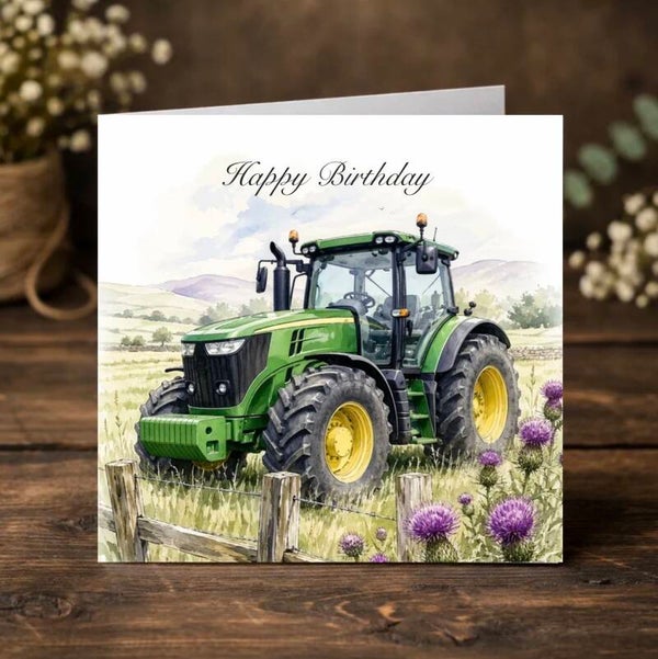 Green Tractor Birthday Card