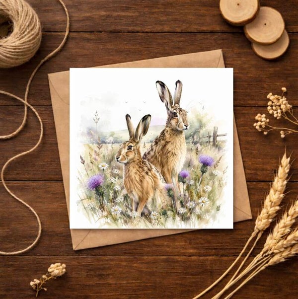 Hares in the Countryside Everyday Card
