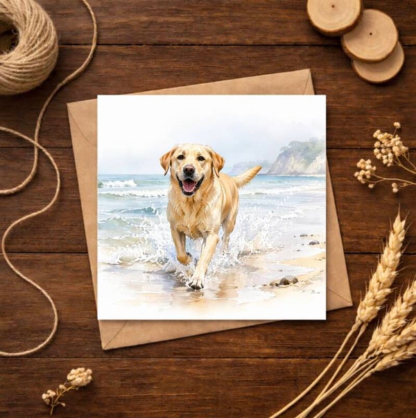 By the Sea, Golden Labrador Everyday Card