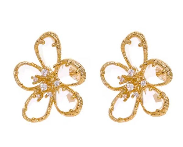 Diamond flower oorbellen