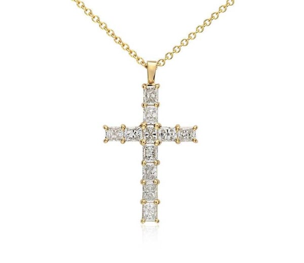 Radiant Cut Diamond Cross Pendant