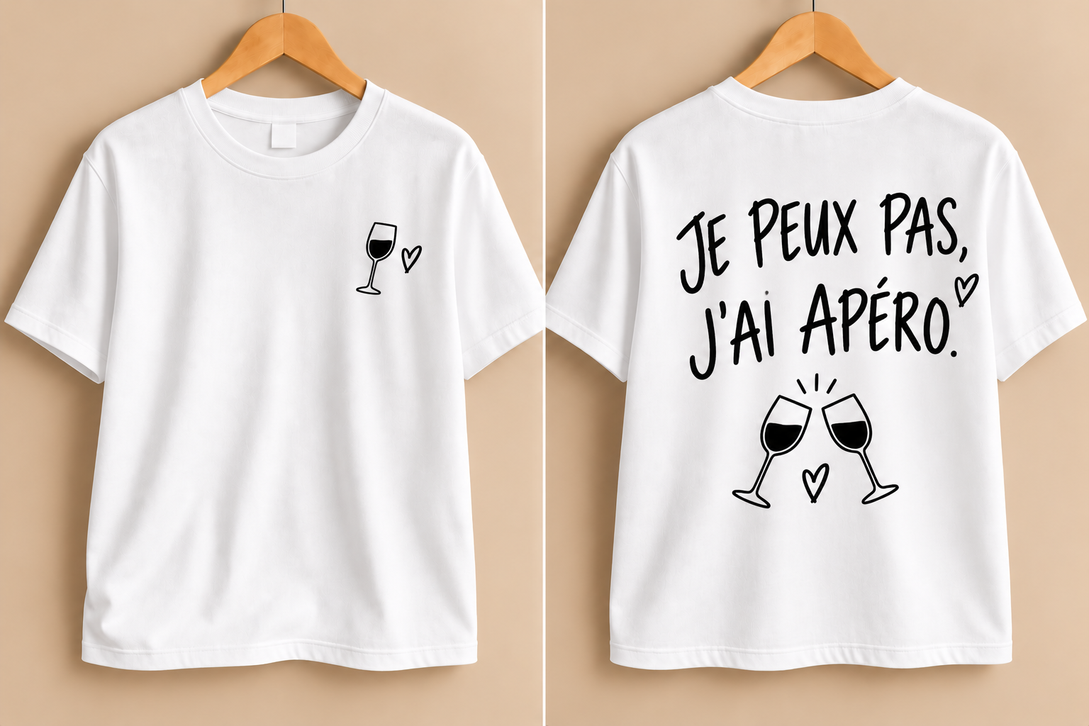 🍷 T-Shirt „JE PEUX PAS, J’AI APÉRO.“ (Unisex)