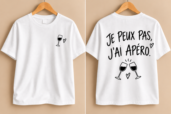 🍷 T-Shirt „JE PEUX PAS, J’AI APÉRO.“ (Unisex)