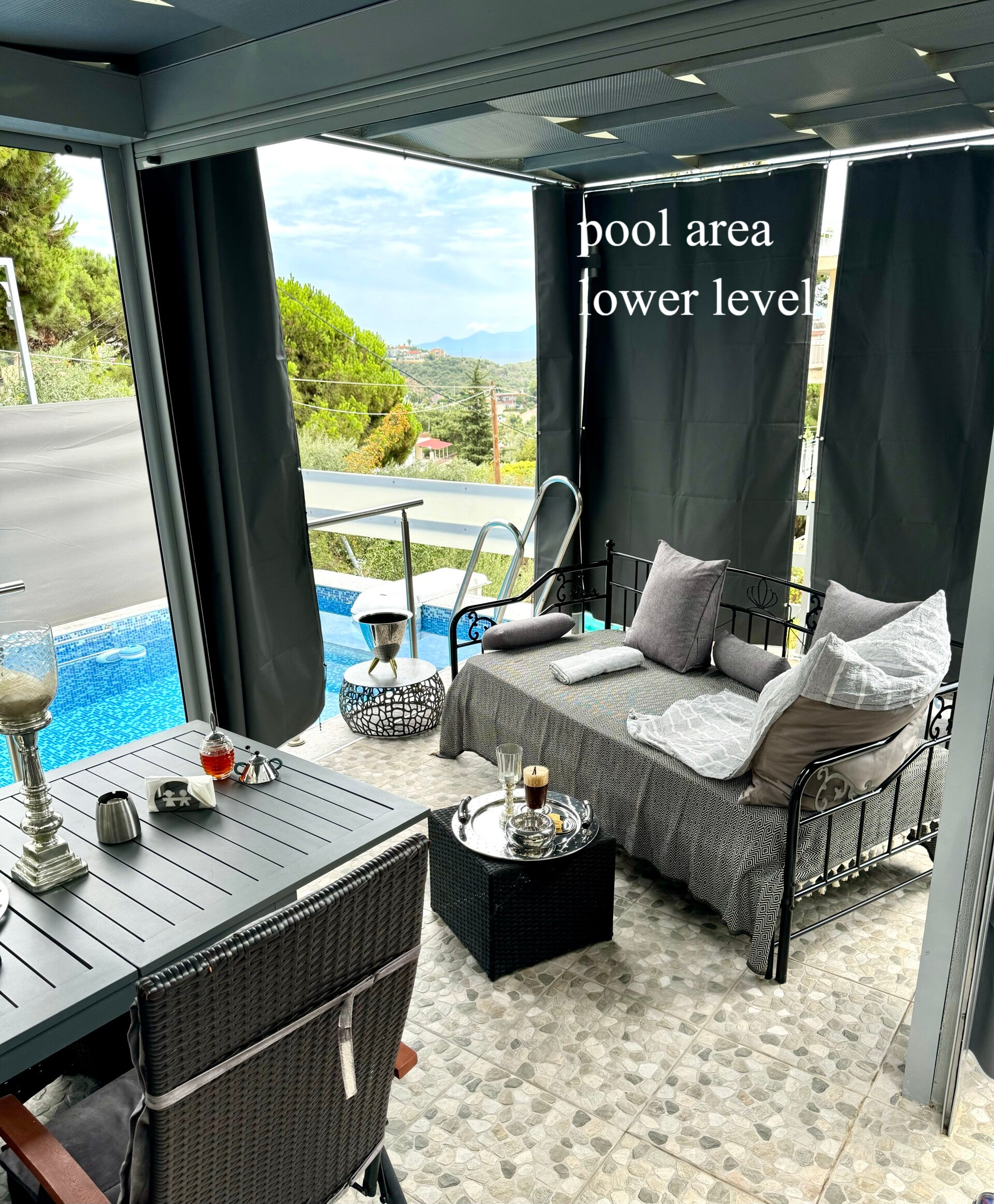 pool area, lower area