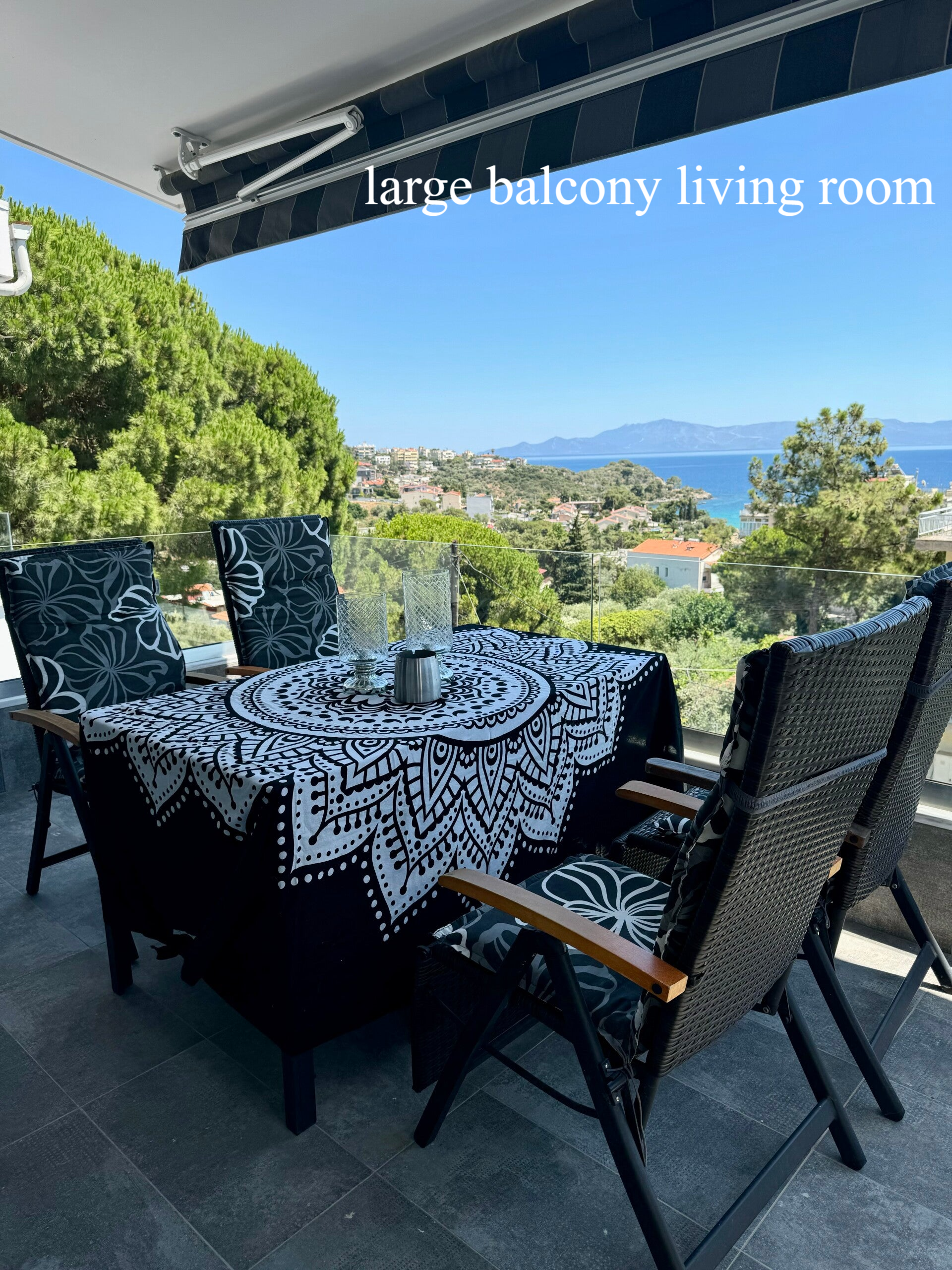 big balcony with seaview living room