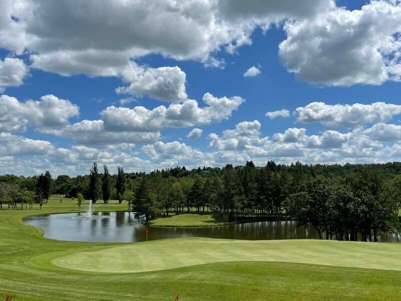 The 18th hole of Minnewasta Golf Course in Morden Manitoba Canada.