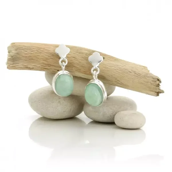Oorbellen Amazoniet zilver