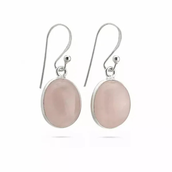 Oorbellen Rozenkwarts zilver