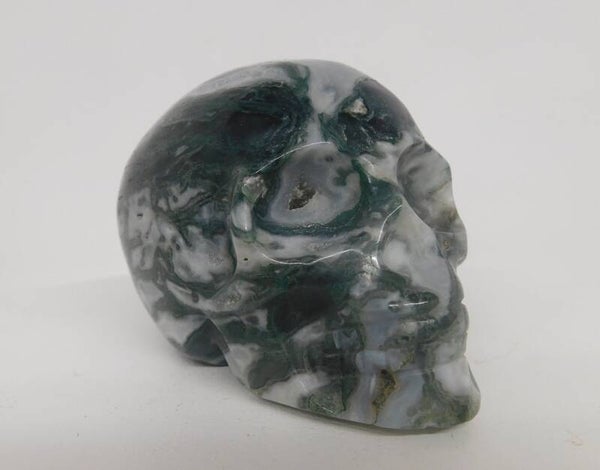 Mos Agaat skull met een boodschap