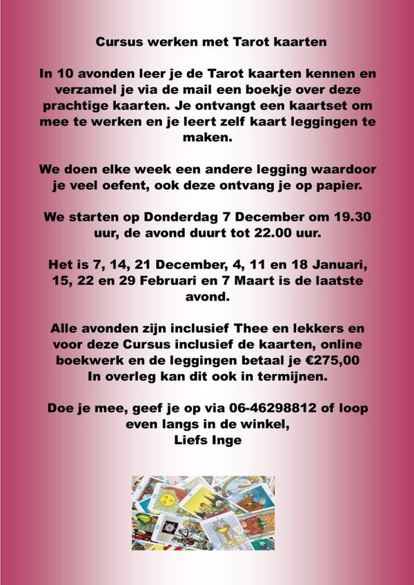 Cursus werken met Tarot