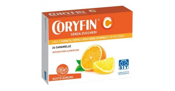 Coryfin C Senza Zuccheri, Integratore vie respiratorie 24 Caramelle