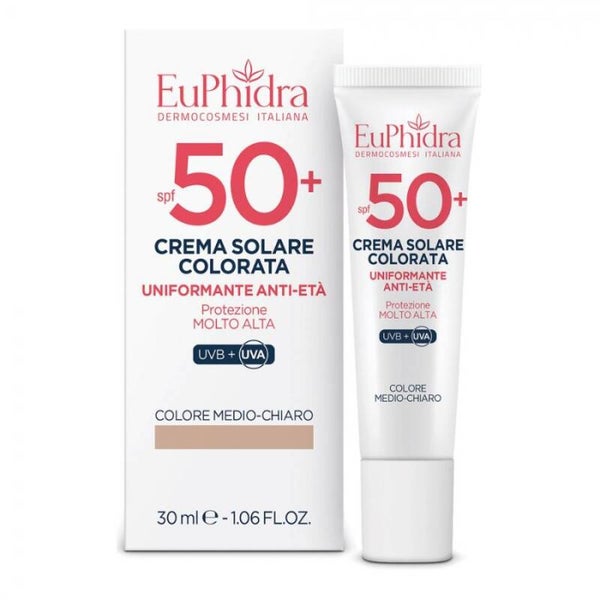 Euphidra Crema Solare Col Medio-Chiara SPF50+ 30ml - Protezione Solare Tonalizzante per Pelle Sensibile