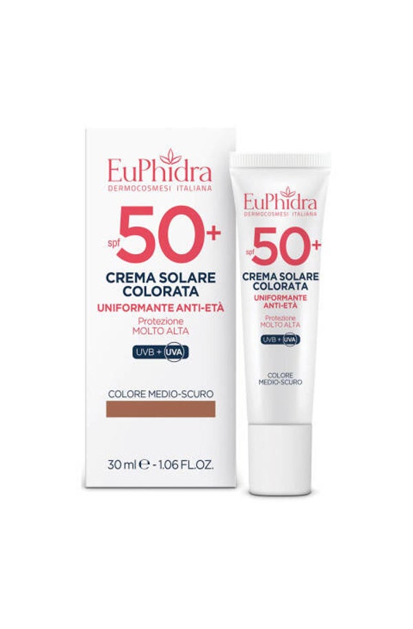 Euphidra Solari - Crema Solare Viso Colorata SPF 50+ Medio-Scuro, 30ml