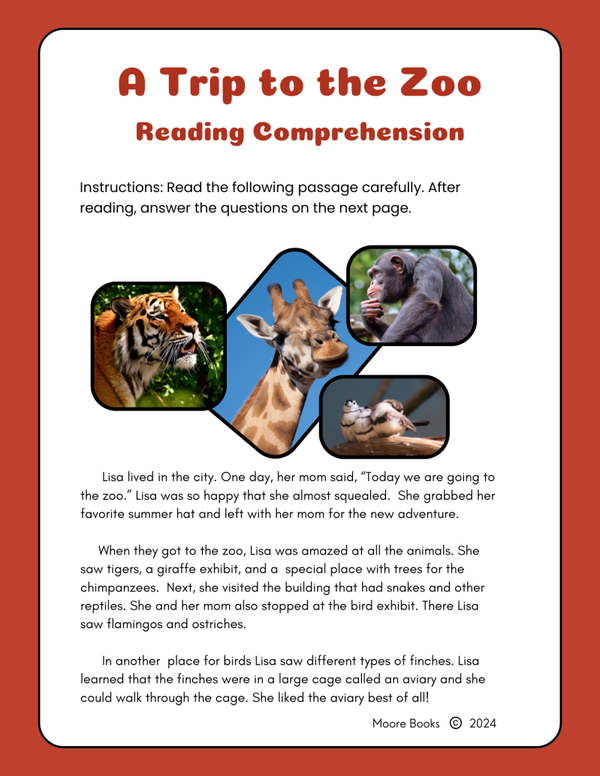 A Trip to the Zoo - Printable