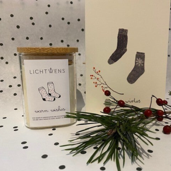 Glas vierkant Warm Wishes Sokken