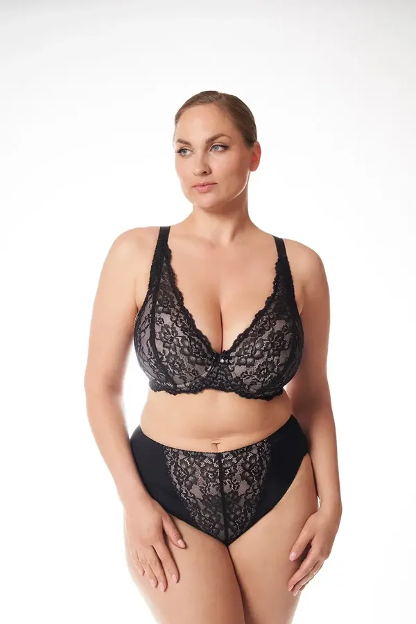 M2067 Plaisir Diana Maxislip zwart-beige Floral - Maten 40 t/m 54