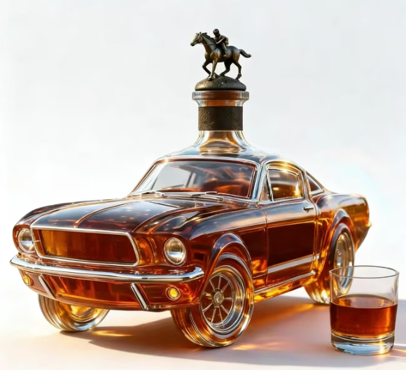 M52MXG5W386 Auto Karaf 400 ml – Handgeblazen Glazen Whiskyfles in Auto-vorm