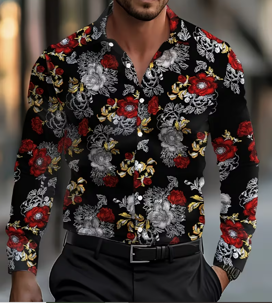 72M0K5X1V54 Heren Modieus Shirt met Eenvoudige Print – Stijlvol, Veelzijdig en Comfortabel – Maten S t/m XXL