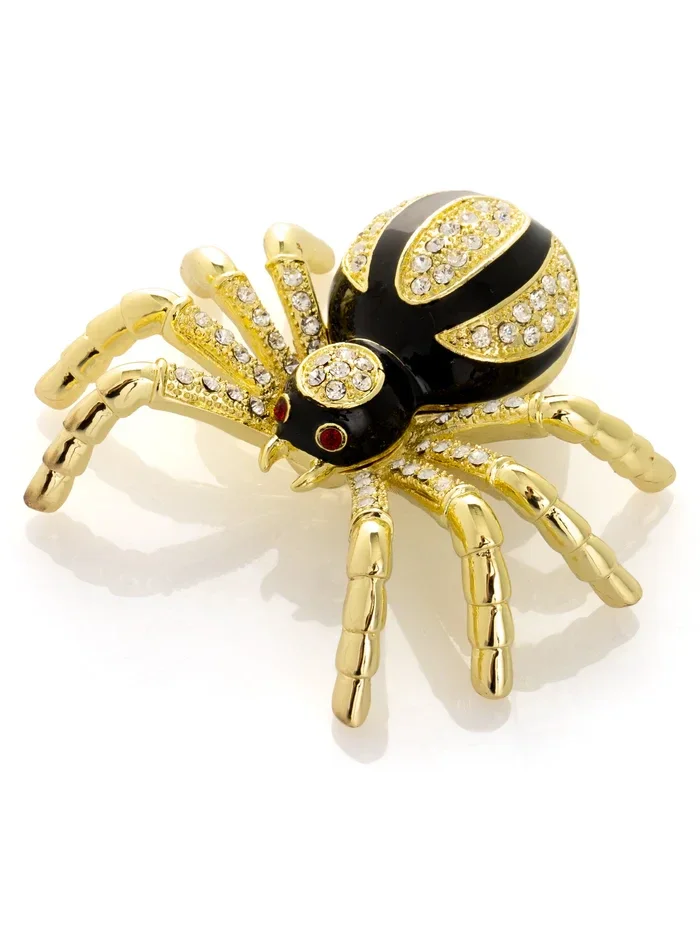 MAC219 Goud-zwarte tarantula sieradendoos – Spiders Trinket Box Series