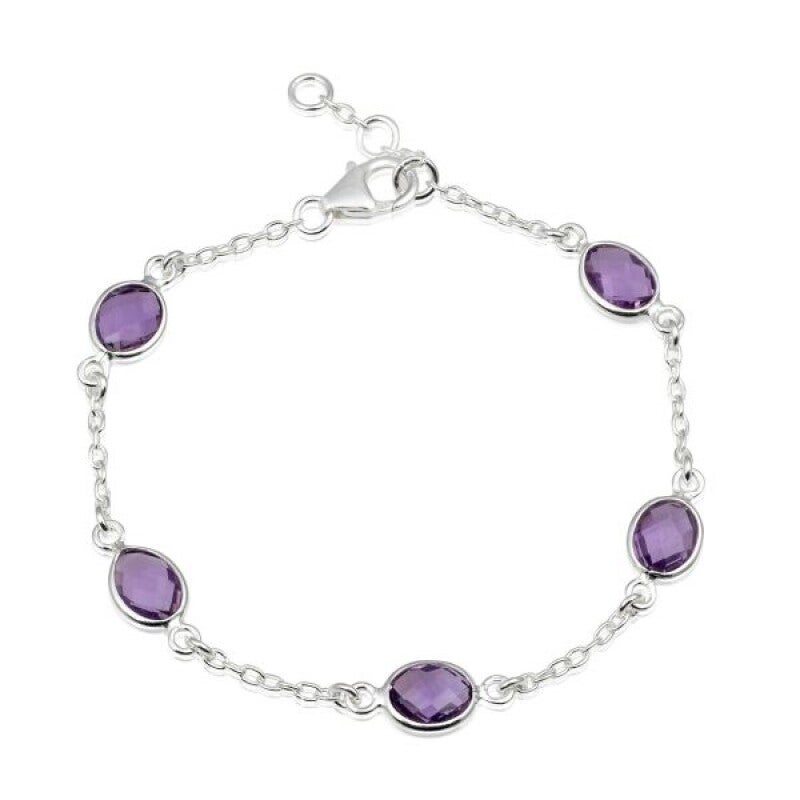 MB7-008-AM Amethist Armband Zilver – Facetgeslepen Edelstenen