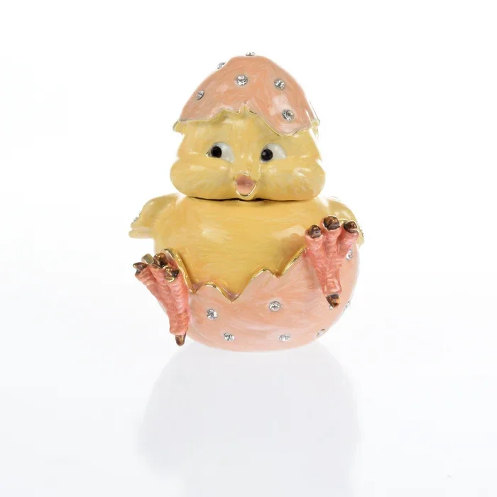 MBR2150 Fabergé-stijl sieradendoosje miniatuur - kuiken komt uit een ei.