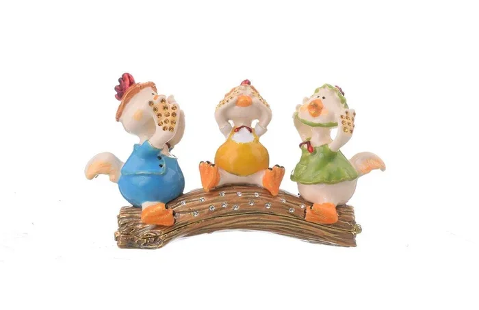 MDX1427 Fabergé Drie Eenden Miniatuur Geëmailleerd Sieradendoosje met Oostenrijkse Kristallen