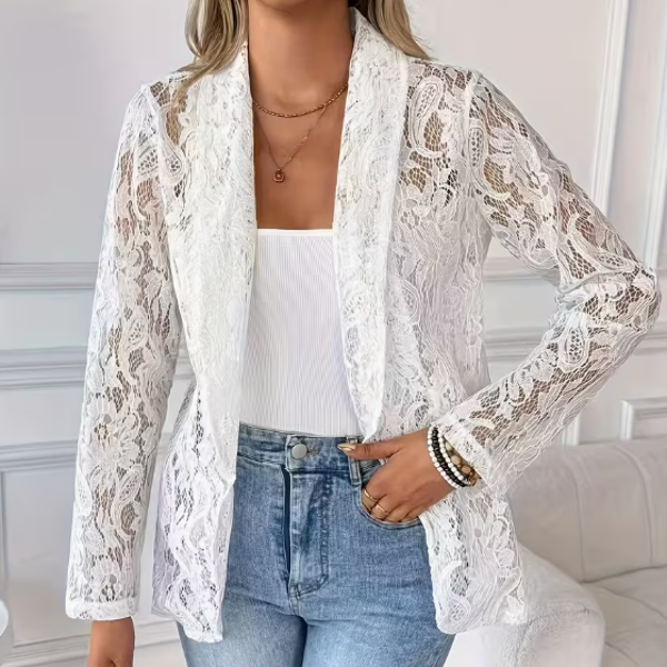 MP84905654 Elegante Dames Contrast Kant Top Jas – Stijlvol & Verleidelijk – Maten S t/m XXL