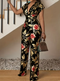 QK75930321 V-Hals Dames Jumpsuit – Wildernis – Maten S t/m XXL