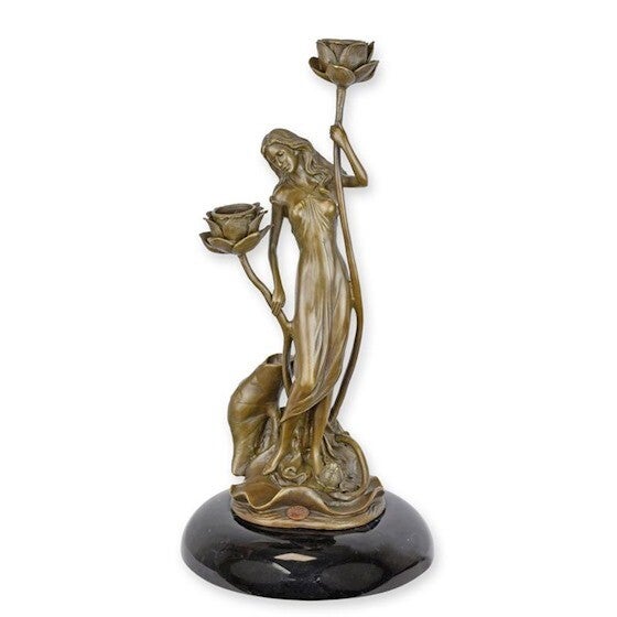 MTM-51 Bronzen Art Nouveau Kandelaar – Elegante Klassieke Verlichting met Historische Uitstraling