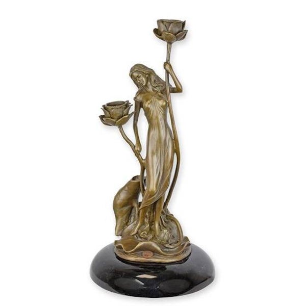 MTM-51 Bronzen Art Nouveau Kandelaar – Elegante Klassieke Verlichting met Historische Uitstraling