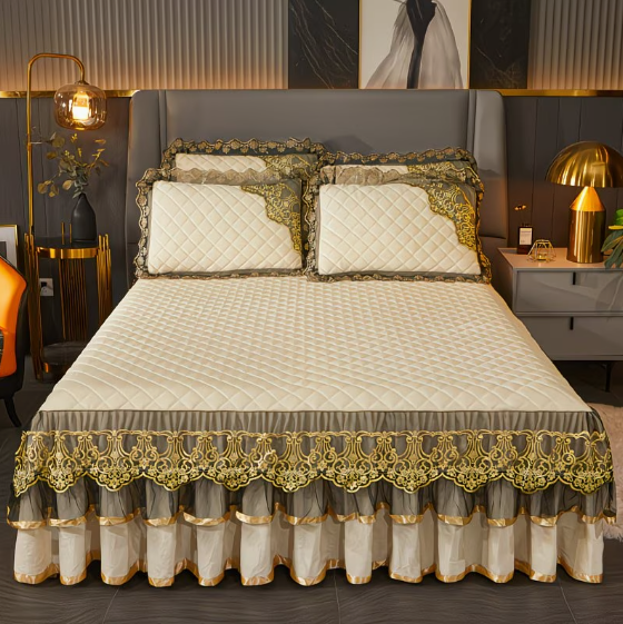 MXE5528716 Bedrok Saint Flan Beige – Luxe 3-delige Beddenset in Franse Stijl – Maat 180 CM x 200 CM