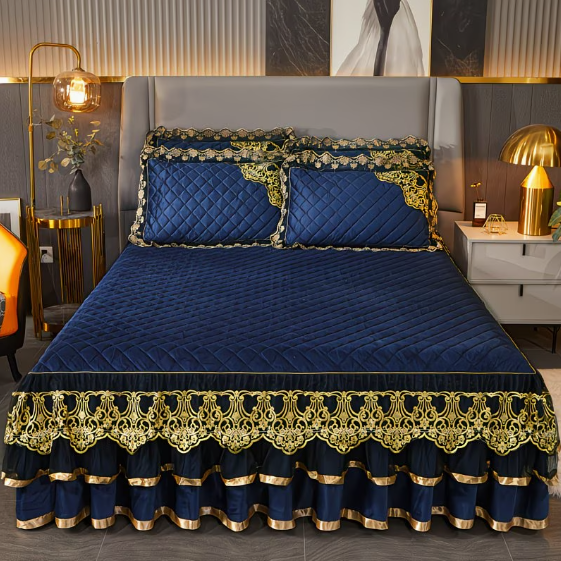 MXE5528716 Bedrok Saint Flan – Koningsblauw 3-delige Luxe Bedrokset in Franse Stijl –  Maat 180 CM x 200 CM