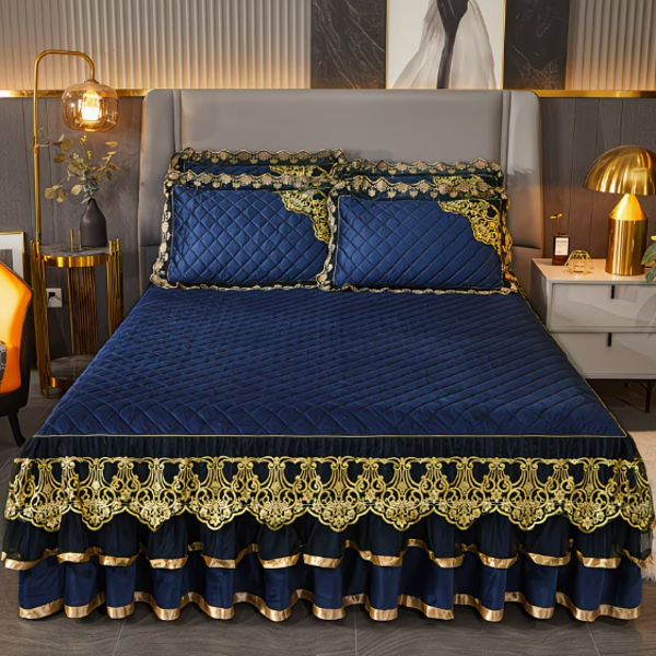 MXE5528716 Bedrok Saint Flan – Koningsblauw 3-delige Luxe Bedrokset in Franse Stijl –  Maat 200 CM x 220 CM