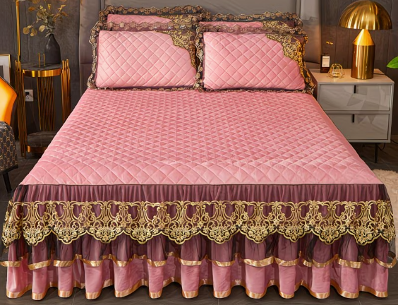 MXE5528716 Bedrok Saint Flora – Roze Luxe 3-delige Beddenset in Franse Stijl – Maat 150 CM x 200 CM