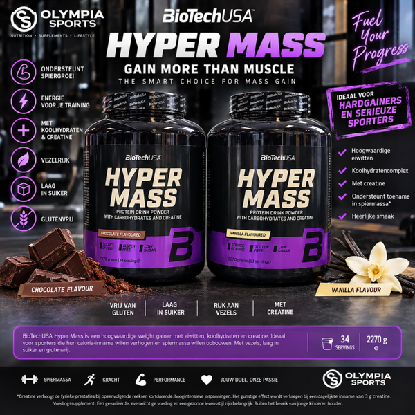 BioTechUSA Hyper Mass - Weight Gainer met Eiwitten , Koolhydraten & Creatine