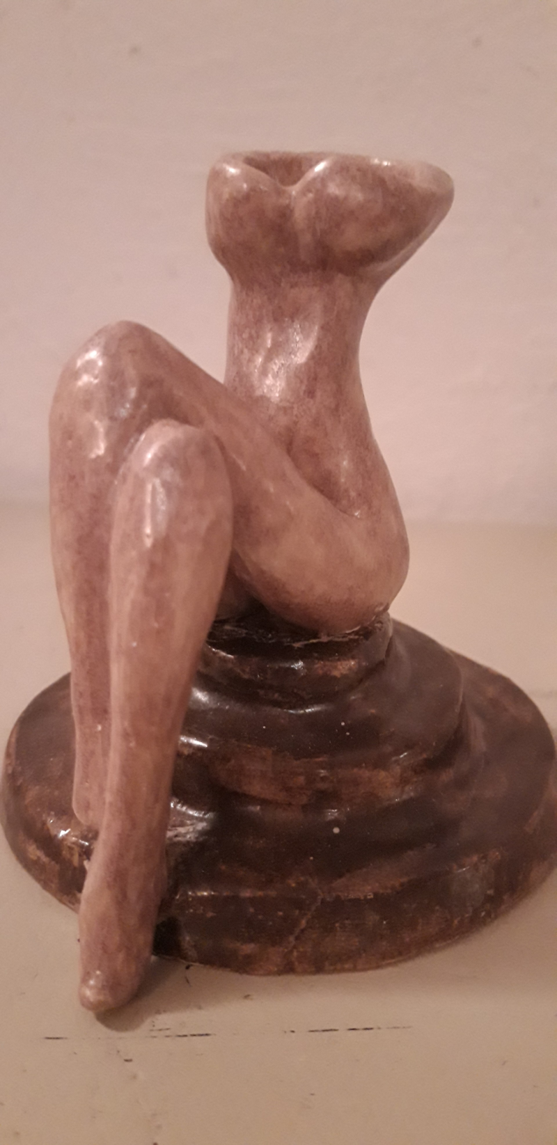 kandelaar, vrouwelijke torso, keramiek