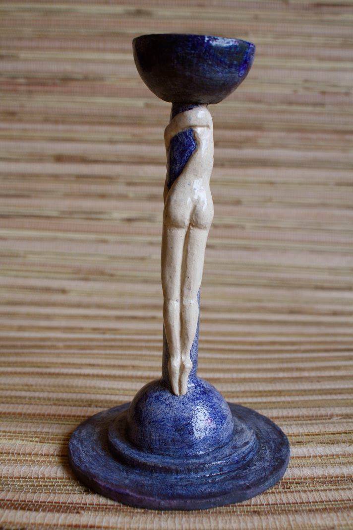 set keramieken kandelaars vrouw 