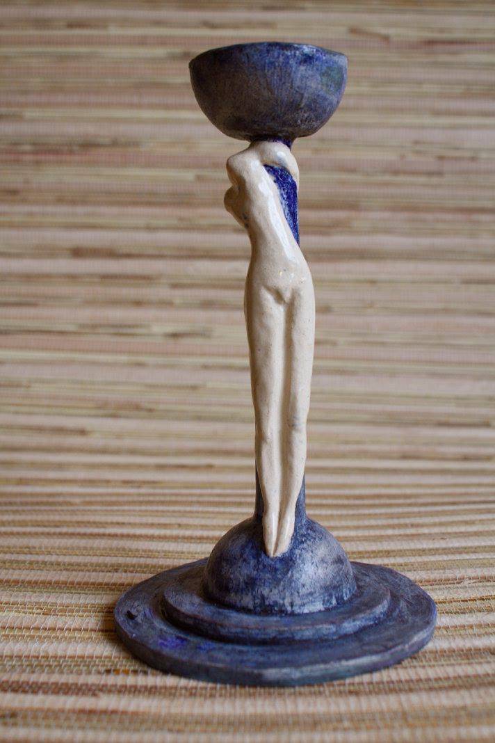 keramieken kandelaar vrouw